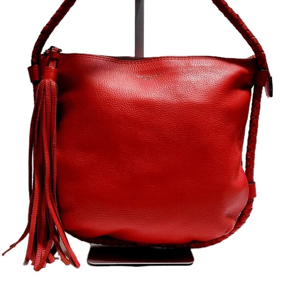TAHARI ALS Leather Shoulder Bag Hobo With Tassel - Picture 1 of 13